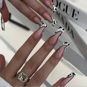 24 piece Square Cow Print Tip Press on Nails